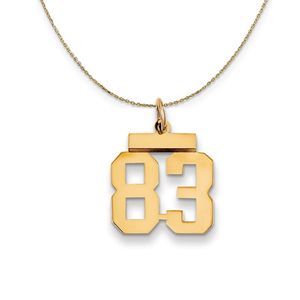 14k Yellow Gold, Athletic, Sm Polished Number 83 Necklace - 16 Inch